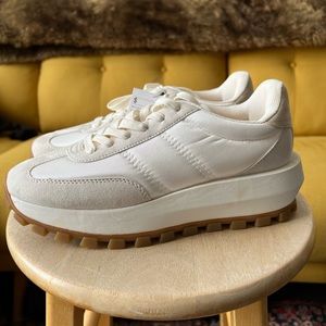 Beige/White Platform Sneaker